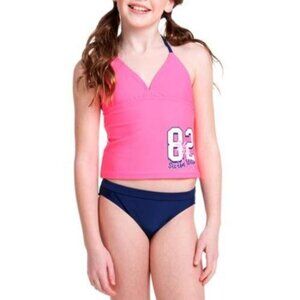 New OP Girls Swimwear set Tankini Pink top Blue bottom UPF 50+ size Small 6X